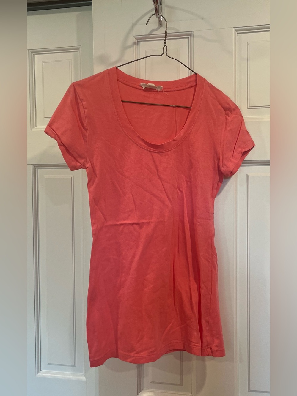 Scoop Neck Short Sleeve Tee - Coral